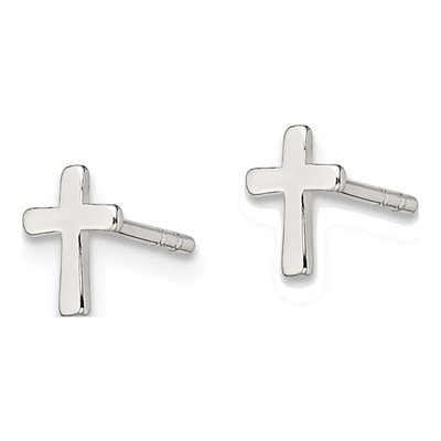 Girls' Sterling Silver Cross Post Earrings – view 3