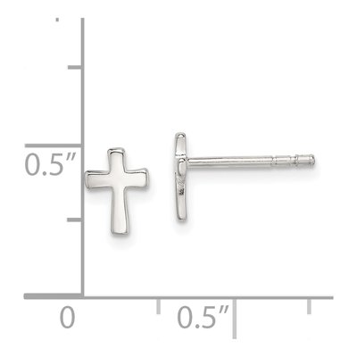Girls' Sterling Silver Cross Post Earrings – view 5