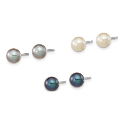 Sterling Silver Freshwater Pearl Earrings, Set of 3 – view 2