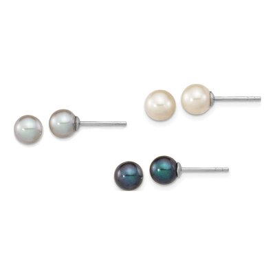 Sterling Silver Freshwater Pearl Earrings, Set of 3