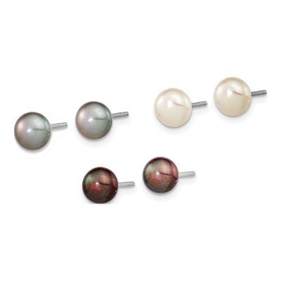 Sterling Silver Freshwater Pearl Earring Set of 3 – view 2