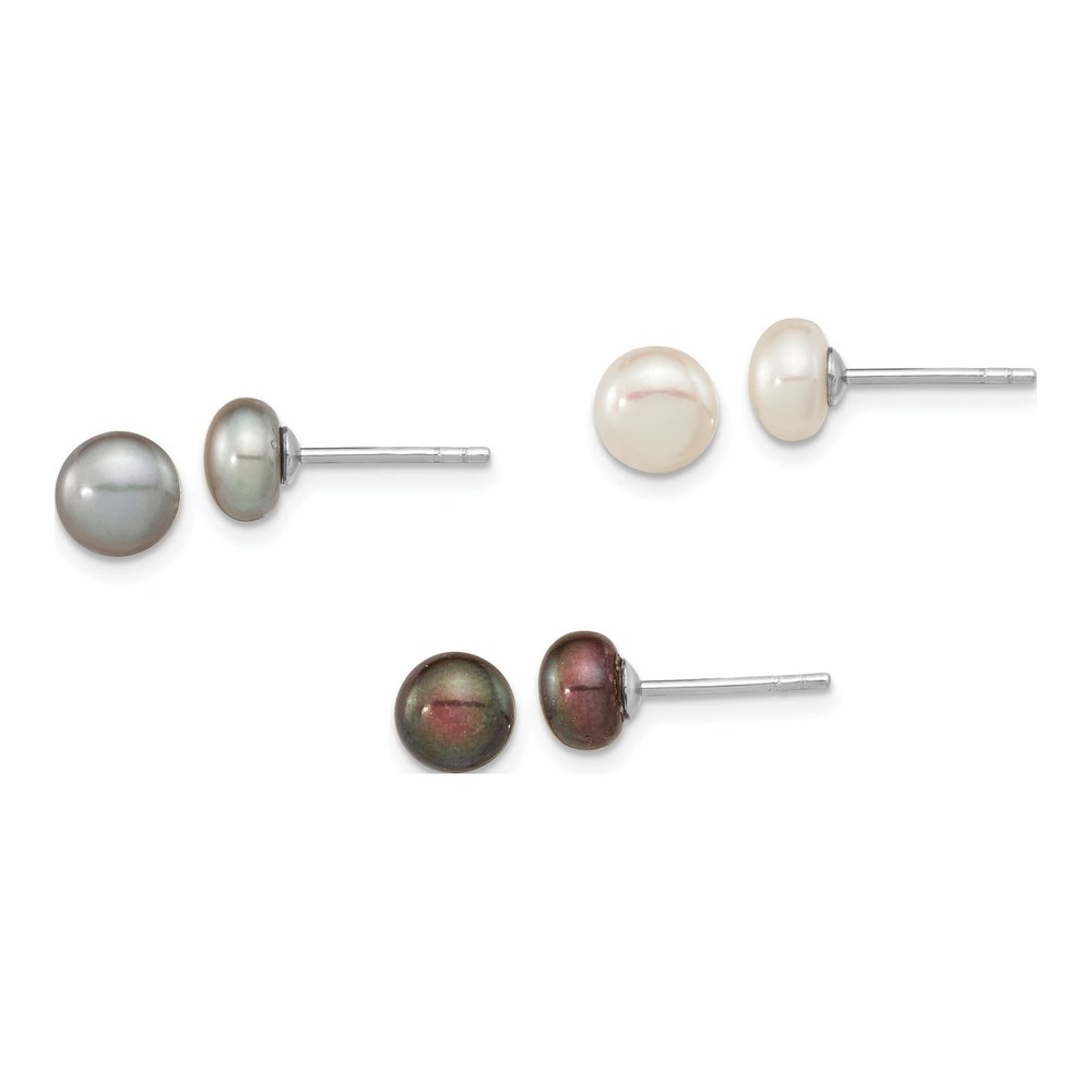 Sterling Silver Freshwater Pearl Earring Set of 3
