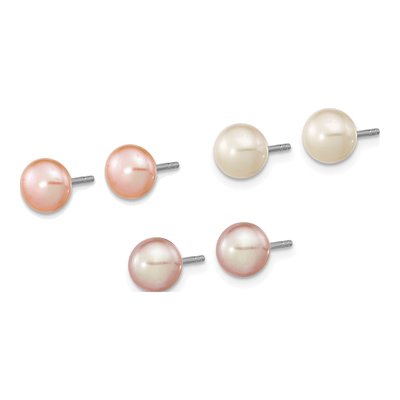 Sterling Silver Freshwater Pearl Earrings, Set of 3 – view 2