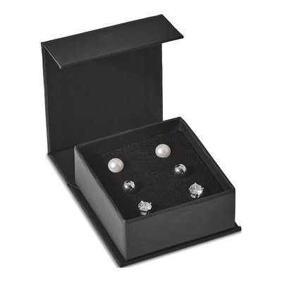 Sterling Silver Freshwater Pearl & CZ Stud Earrings Set – view 5