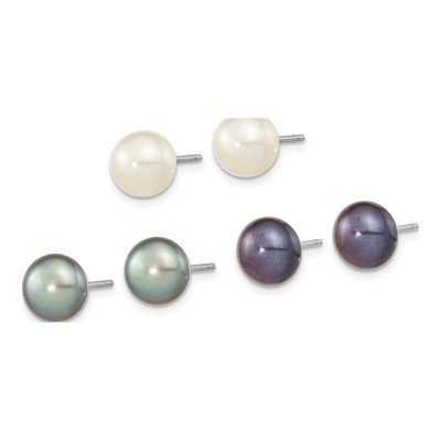 Freshwater Pearl Button Earrings Set of 3 – view 2
