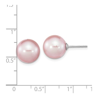 Sterling Silver Round Purple Freshwater Cultured Pearl Stud Earrings – view 4