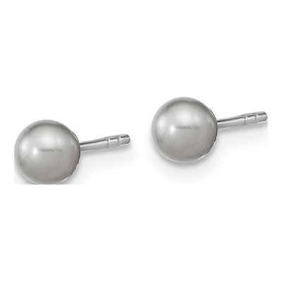 Sterling Silver Round Grey Freshwater Cultured Pearl Stud Earrings – view 2