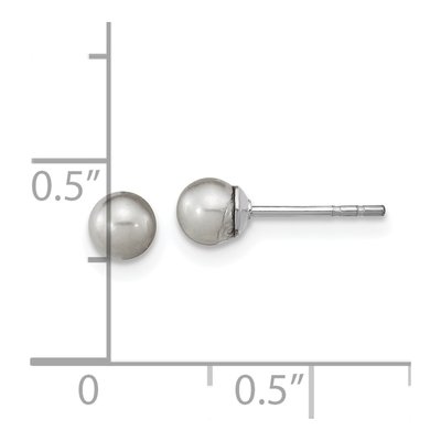 Sterling Silver Round Grey Freshwater Cultured Pearl Stud Earrings – view 4