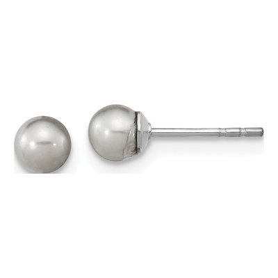 Sterling Silver Round Grey Freshwater Cultured Pearl Stud Earrings