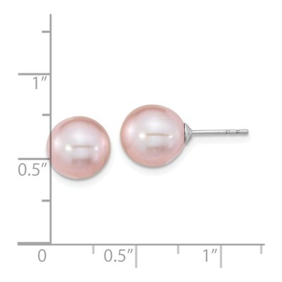 Sterling Silver Round Purple Freshwater Cultured Pearl Stud Earrings – view 4