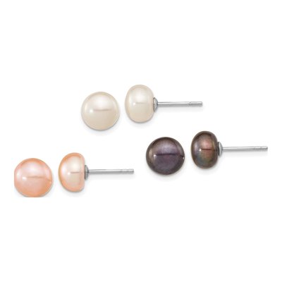 Sterling Silver Freshwater Pearl 3-Pair Earring Set