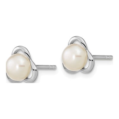 Sterling Silver Freshwater Cultured Pearl Button Stud Earrings – view 2