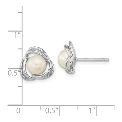 Sterling Silver Freshwater Cultured Pearl Button Stud Earrings – view 5