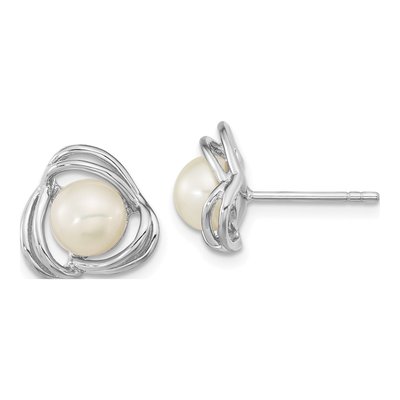 Sterling Silver Freshwater Cultured Pearl Button Stud Earrings
