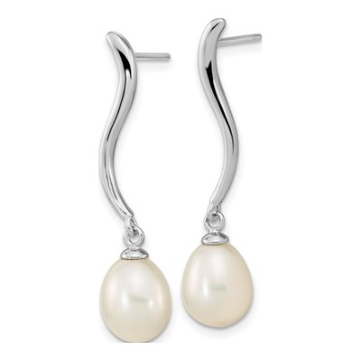Sterling Silver Freshwater Cultured Pearl Teardrop Dangle Earrings – view 2
