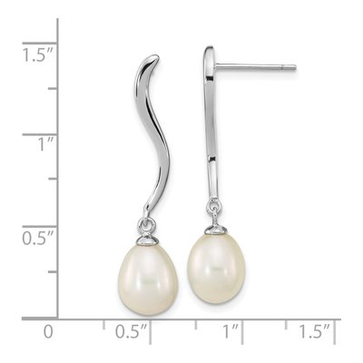 Sterling Silver Freshwater Cultured Pearl Teardrop Dangle Earrings – view 4