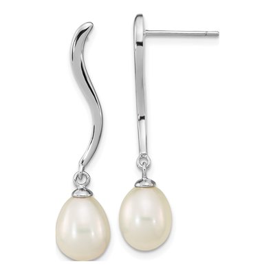 Sterling Silver Freshwater Cultured Pearl Teardrop Dangle Earrings