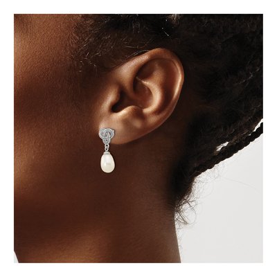 Sterling Silver Freshwater Cultured Pearl Dangle Earrings – view 4