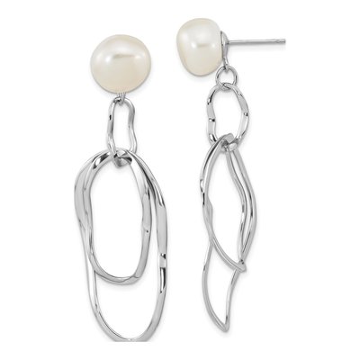 Sterling Silver Freshwater Cultured Pearl Baroque Dangle Earrings