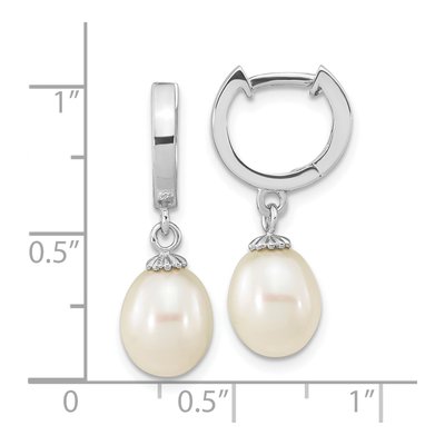 Sterling Silver 24mm Freshwater Cultured Pearl Huggie Hoop Earrings – view 4