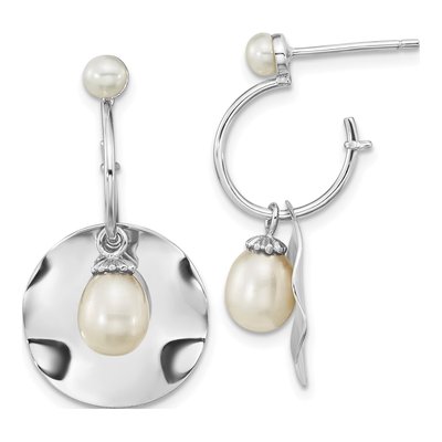 Sterling Silver Freshwater Cultured Pearl Rice Dangle Earrings