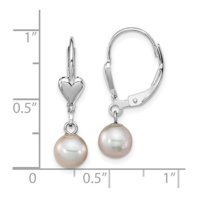 Sterling Silver Grey Freshwater Cultured Pearl Heart Leverback Earrings – view 4