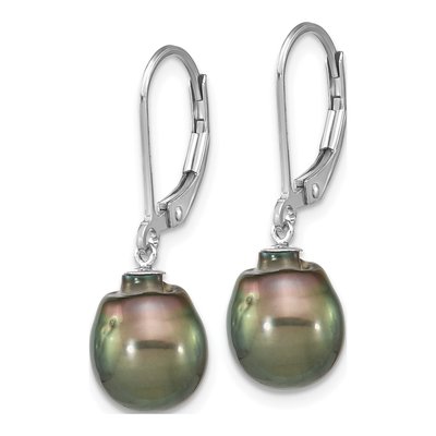 Sterling Silver Black Tahitian Cultured Pearl Leverback Earrings – view 2