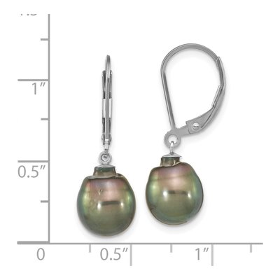 Sterling Silver Black Tahitian Cultured Pearl Leverback Earrings – view 4