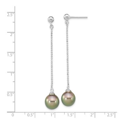 Sterling Silver Black Tahitian Cultured Pearl Teardrop Dangle Earrings – view 4
