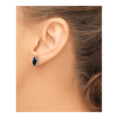 Sterling Silver Onyx Marquise Stud Earrings – view 4