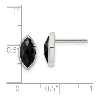 Sterling Silver Onyx Marquise Stud Earrings – view 5