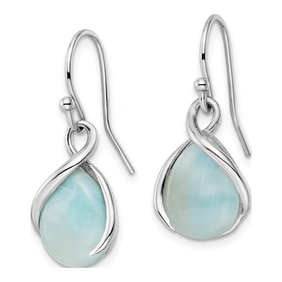 Sterling Silver Larimar Teardrop Dangle Earrings – view 3