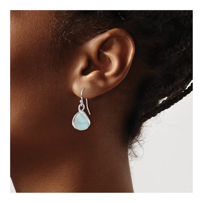 Sterling Silver Larimar Teardrop Dangle Earrings – view 4