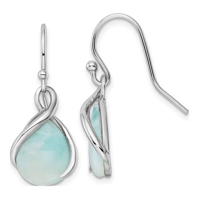 Sterling Silver Larimar Teardrop Dangle Earrings