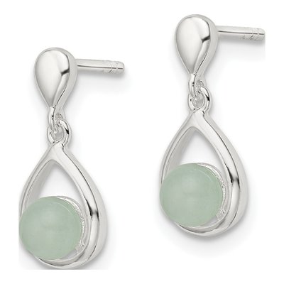 Sterling Silver Light Blue Quartzite Teardrop Dangle Earrings – view 3