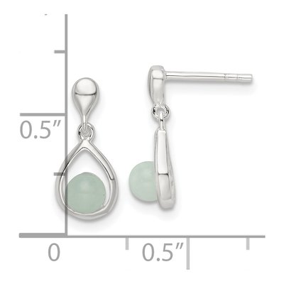 Sterling Silver Light Blue Quartzite Teardrop Dangle Earrings – view 5