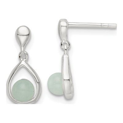 Sterling Silver Light Blue Quartzite Teardrop Dangle Earrings