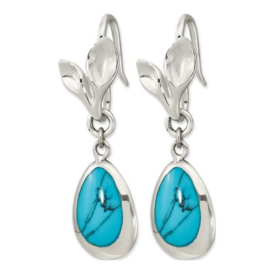 Sterling Silver Turquoise Teardrop Dangle Earrings – view 3