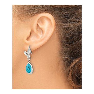 Sterling Silver Turquoise Teardrop Dangle Earrings – view 4