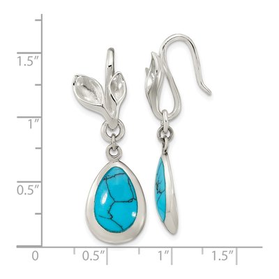 Sterling Silver Turquoise Teardrop Dangle Earrings – view 5