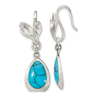 Sterling Silver Turquoise Teardrop Dangle Earrings