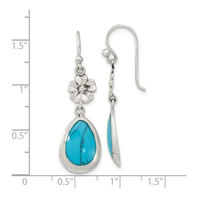 Sterling Silver Lab-Created Turquoise Teardrop Dangle Earrings – view 5