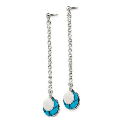 Sterling Silver Reconstituted Turquoise Dangle Earrings – view 3