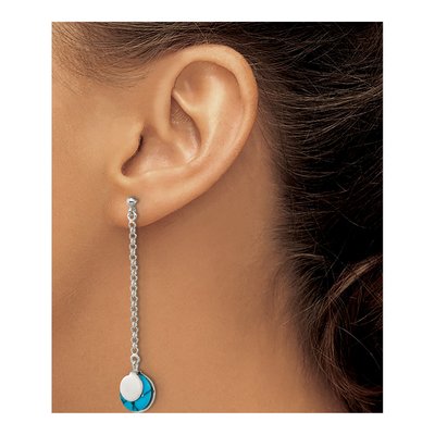 Sterling Silver Reconstituted Turquoise Dangle Earrings – view 4