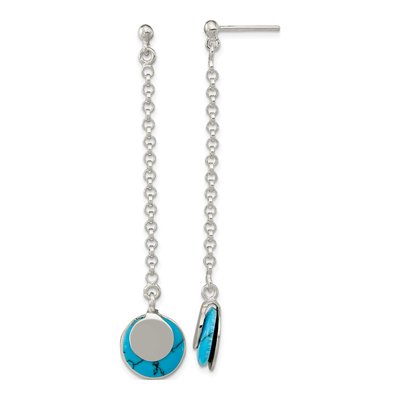 Sterling Silver Reconstituted Turquoise Dangle Earrings