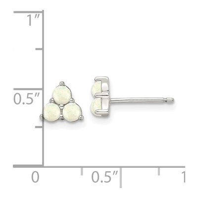 Sterling Silver 3mm Round Lab-Created Opal Cluster Stud Earrings – view 5