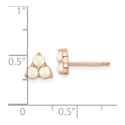 Rose Gold-Plated Sterling Silver 3mm Round Lab-Created Opal Cluster Stud Earrings – view 5