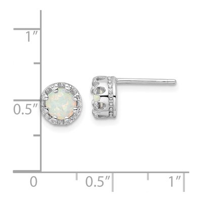 Sterling Silver 6mm Round Lab-Created Opal Button Stud Earrings – view 5