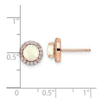 Rose Gold-Plated Sterling Silver 6mm Round Lab-Created Opal & CZ Halo Stud Earrings – view 5