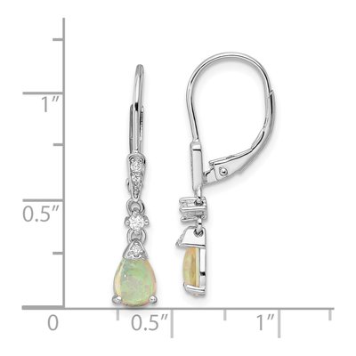 Sterling Silver Lab-Created Opal & CZ Teardrop Leverbacks Leverback Earrings – view 5